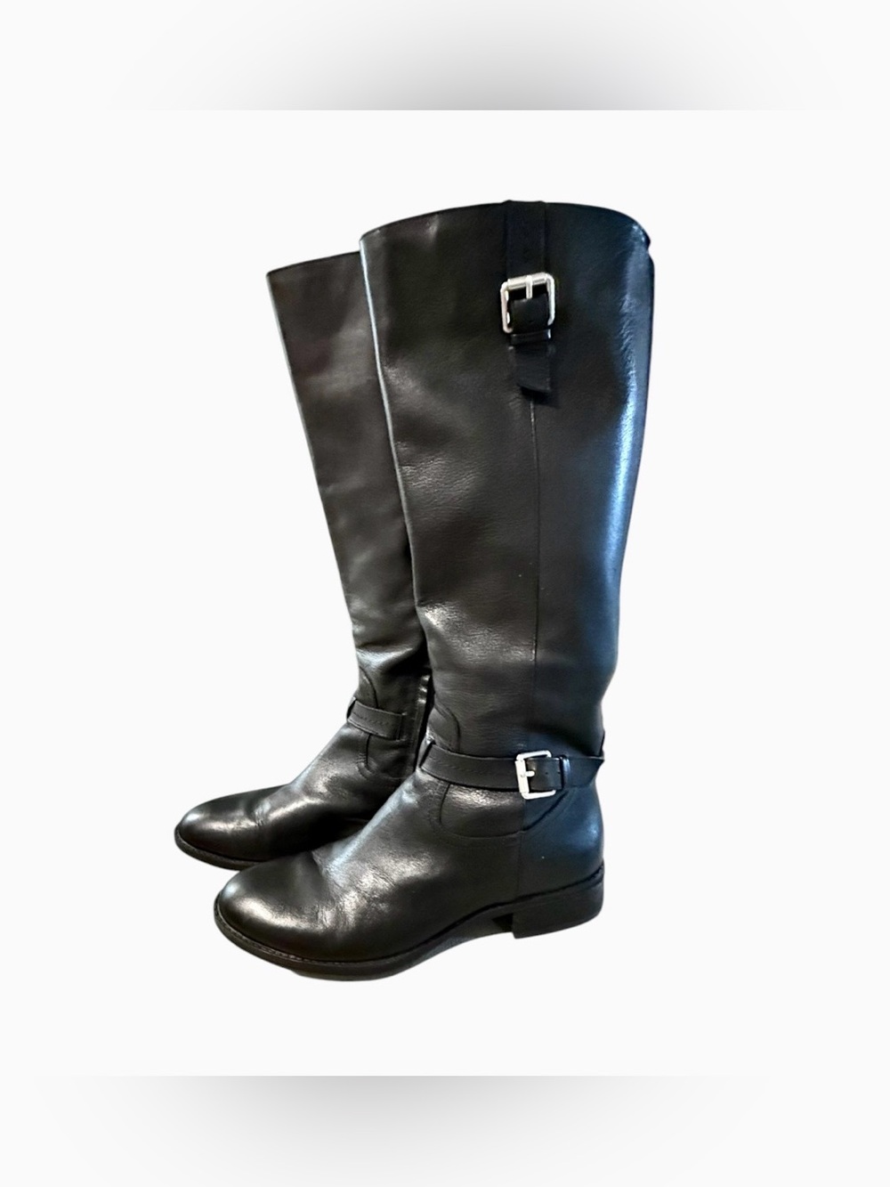 Sam Edelman Women’s Ponce Leather Knee High Buckle Zip Riding Boots Buckle Zip